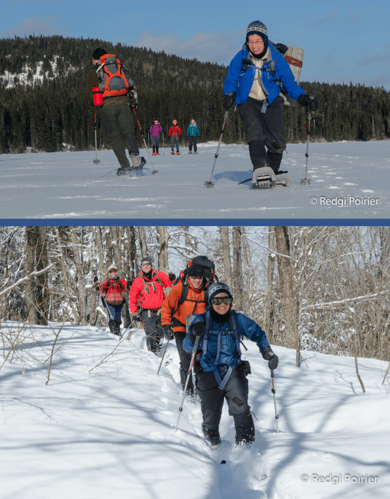 Excursions VVV: 1) Raquette sur le lac Trosby aux fêtes 2014 à la Pétouille (PT). 2) Ski nordique à la PT 23 mars 2014. Photos par Redgi Poirier, photographe.
