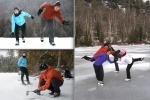 Patinage sauvage dans les Adirondacks aux fêtes VVV TripLevé. Épaisseur de la glace et hop patin! Round Pond