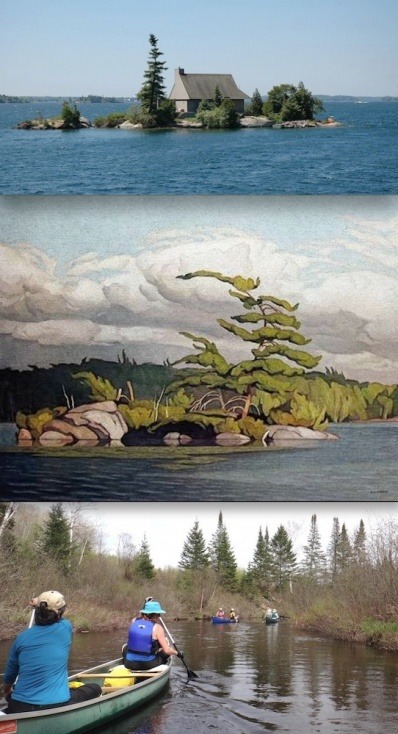 Une vue sur Thousand Island; toile de A.J. Casson du Groupe des 7; canotage sur le ruisseau Schryer au printemps 2016.