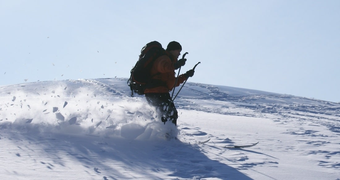 Télémark en ski nordique, au golf du Mont Gabriel. Photo par Julie Simoneau, hiver 2012.