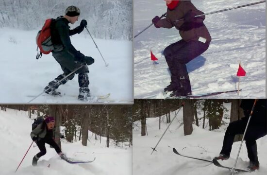 Montage telemark et parallèle en ski nordique. Avalement des bosses.
